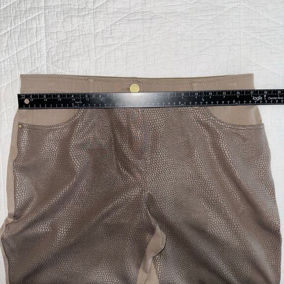 Chico's Foiled Snakeskin Ponte Slim Pants Taupe Size 2 (M/10–12) - Picture 5 of 11